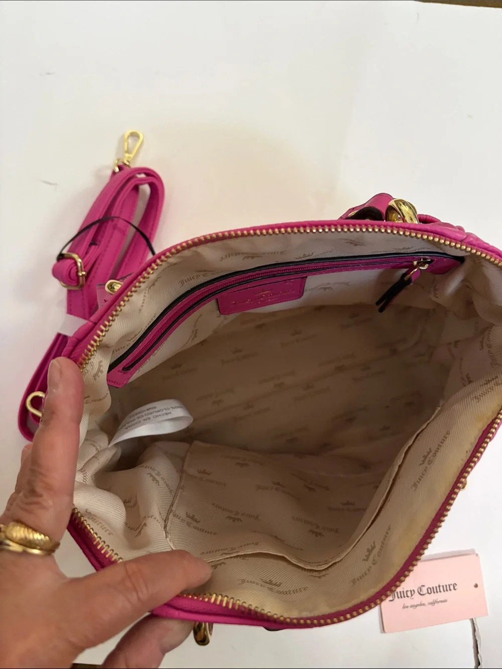 NEW Juicy Couture Hot Pink Embossed Dome Satchel with Gold Hardware